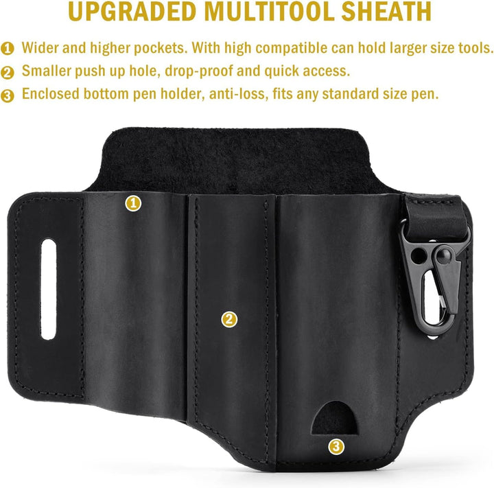 VIPERADE PJ29 EDC Lederscheide, Multitoolscheide/Werkzeuge Holster/Messergürtelscheide/Taschenlampen