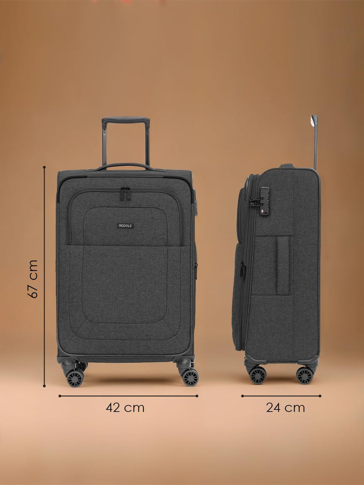 REDOLZ Essentials 12 MEDIUM Weichschalen Koffer für Männer & Frauen | Leichter Trolley 67 cm mit 4 D