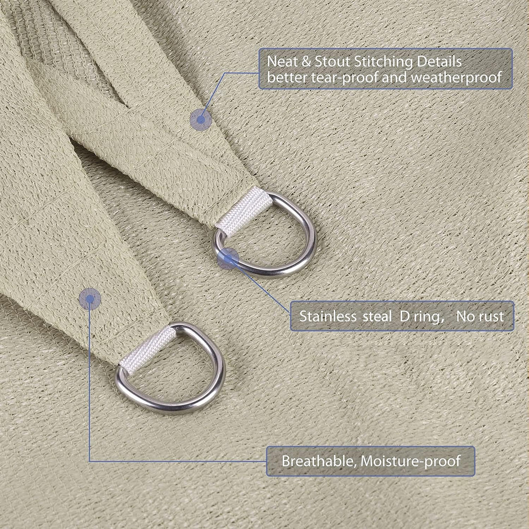 Sekey Sonnensegel 2x2m, Sonnenschutz, Quadratisch HDPE-Kunststoff, Winddicht Wasserdurchlässig UV-be