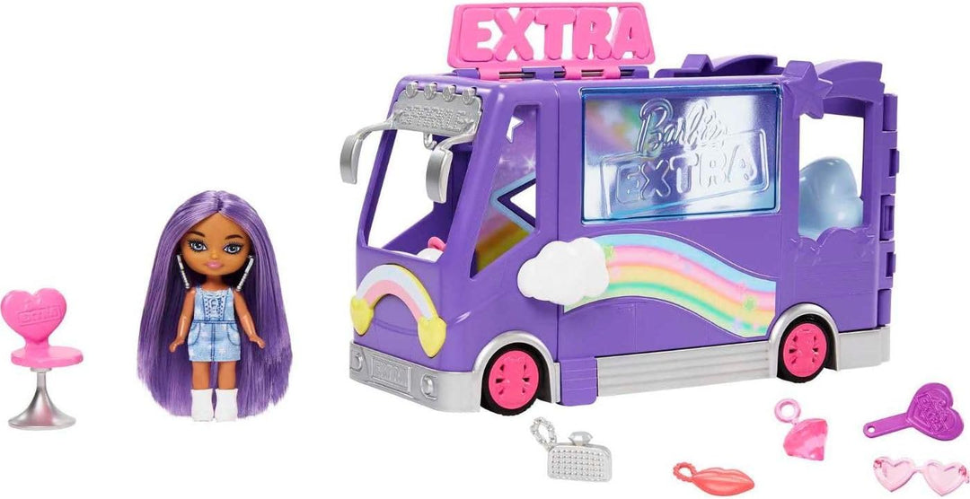 Barbie Extra Mini Minis, Extra Mini Minis Barbie Puppe mit Extra Sparkle Tour Bus Van, inkl. Barbie