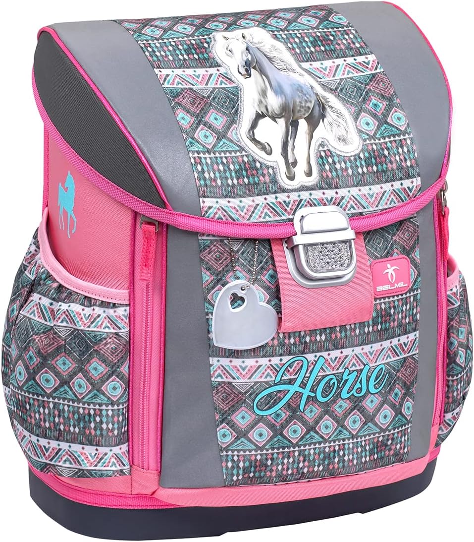 Belmil 404-20 Schulranzen Set 4 - teilig (404-20/AG/S Horse Aruba Blue), Horse Aruba Blue