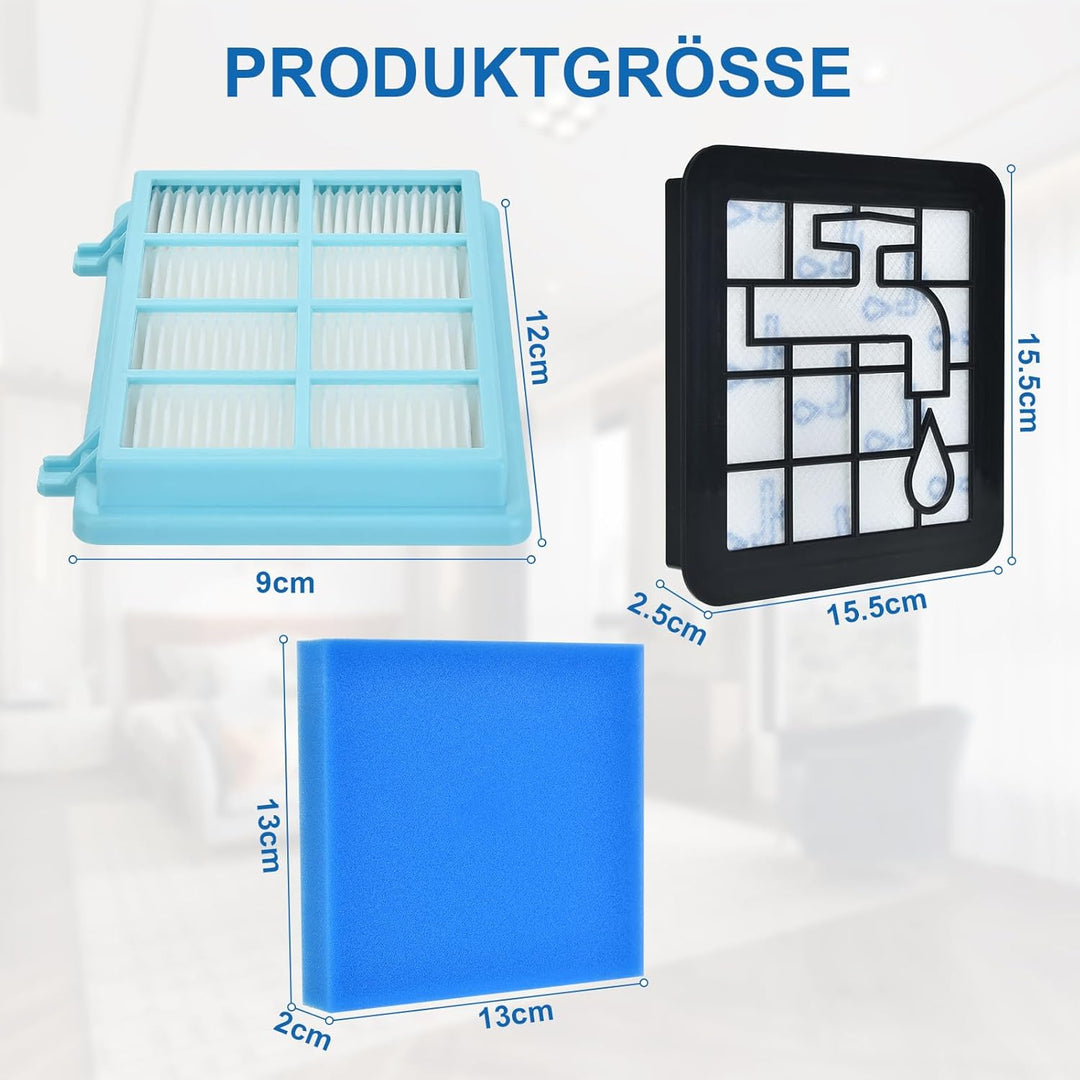 Artraise 2 Stück Ersatzfilterset für Philips PowerPro Compact und Active Bodenstaubsauger FC9331/09