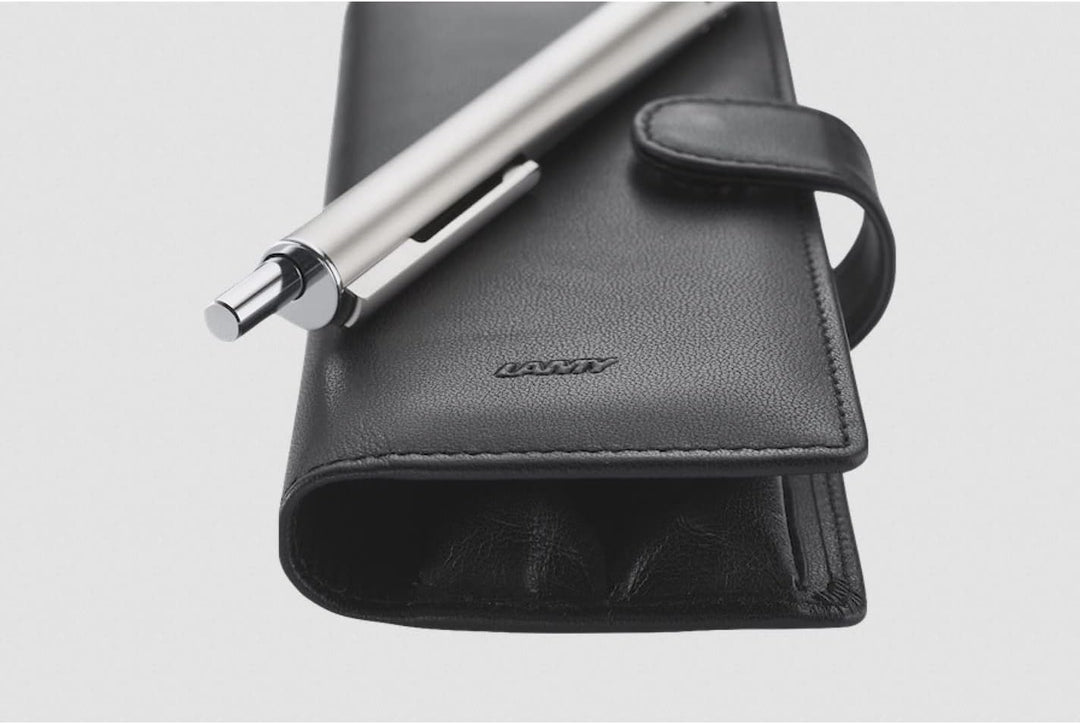LAMY A 402 Lederwaren – Hochwertiges Kalbsleder-Klappetui 859 in der Farbe Schwarz - Für zwei Schrei