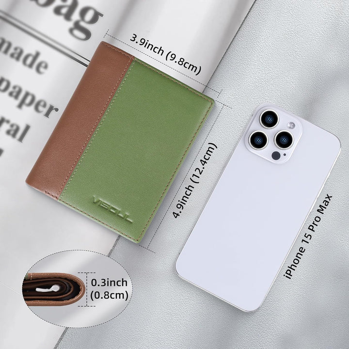 VISOUL Echt Leder Geldbörse Herren mit RFID Schutz Portemonnaie Gross mit Münzfach 10 Fächer Echtled