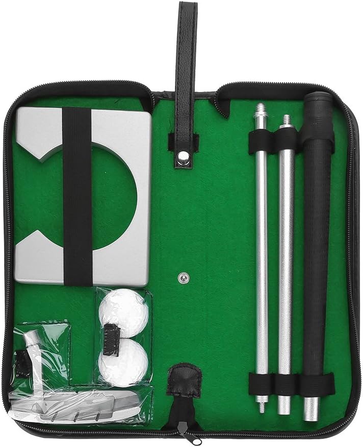 Portable Golf Putter Set Kit mit Ball und PVC-Tasche, Alu-Putter und Holz Tor Rack