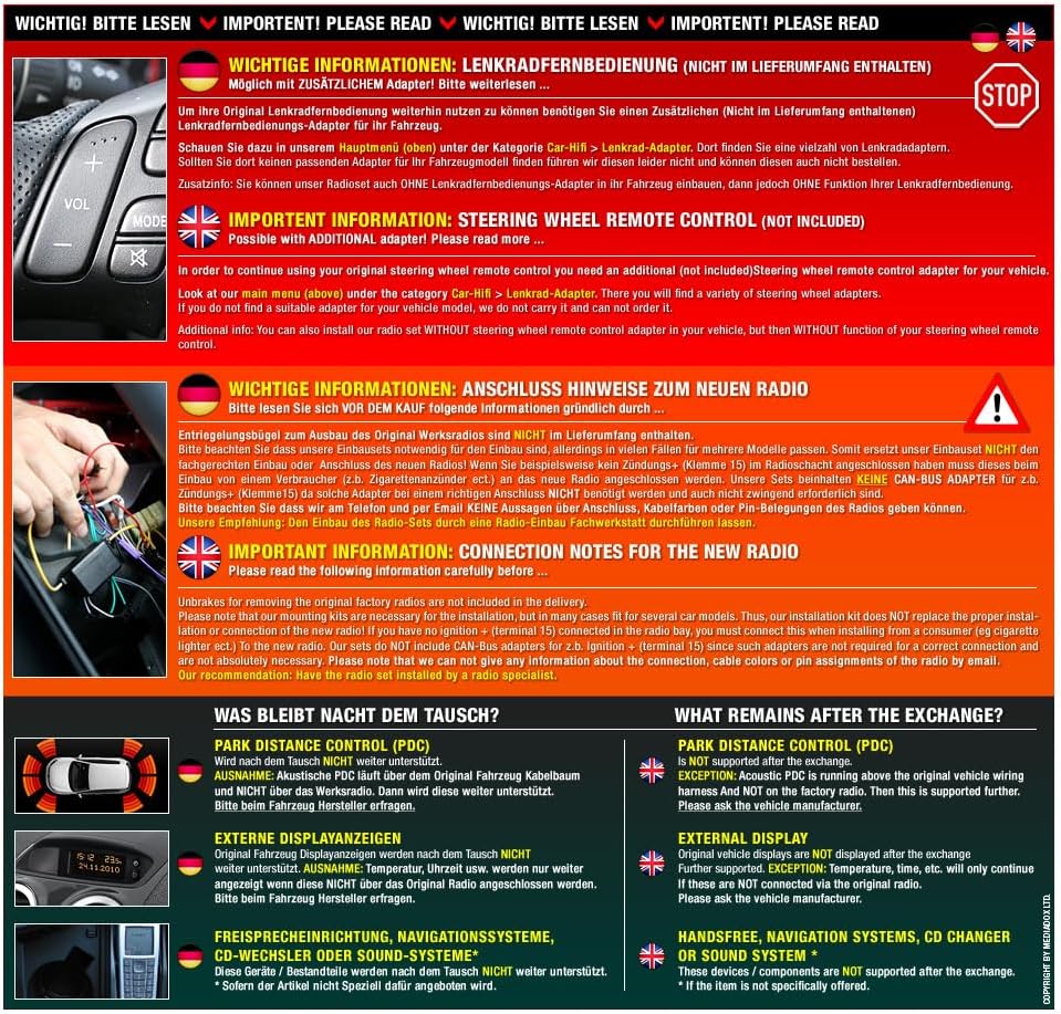 Pioneer MVH-330DAB 1-DIN Autoradio-Set passend für LKW/Truck/Bus/24 Volt/24V - Mediadox