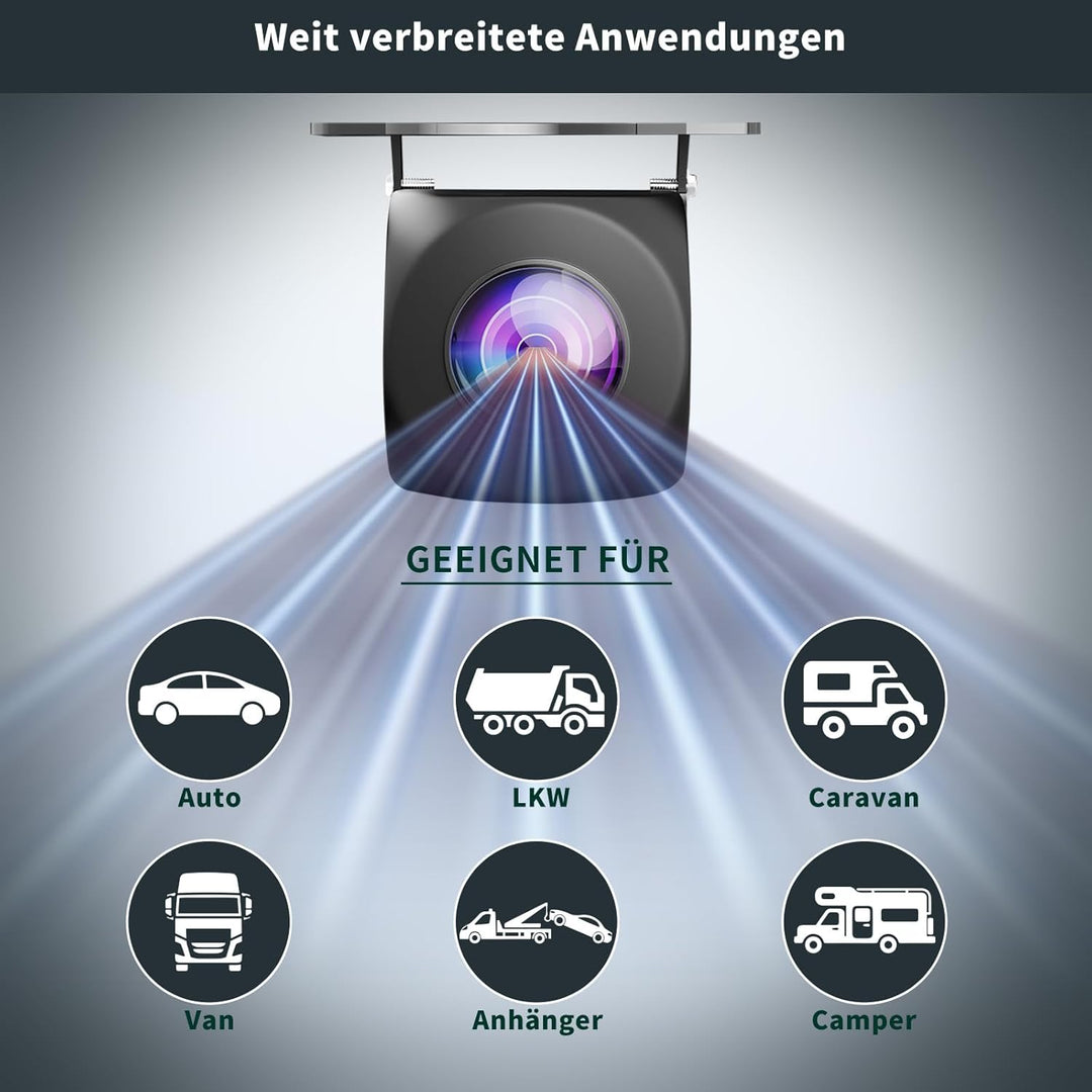 Uzone Auto Rückfahrkamera 150° Fischaugen Weitwinkel 720P AHD Backup Kamera IP68 Wasserdicht Metallh
