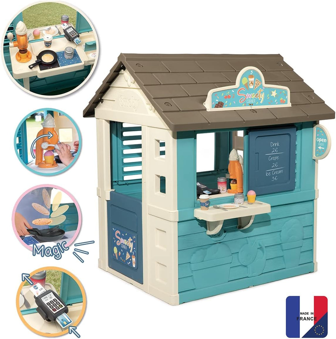 Smoby - Spielhaus Sweety Corner - Kinderspielhaus für drinnen und draussen, mit Verkaufstheke und vi