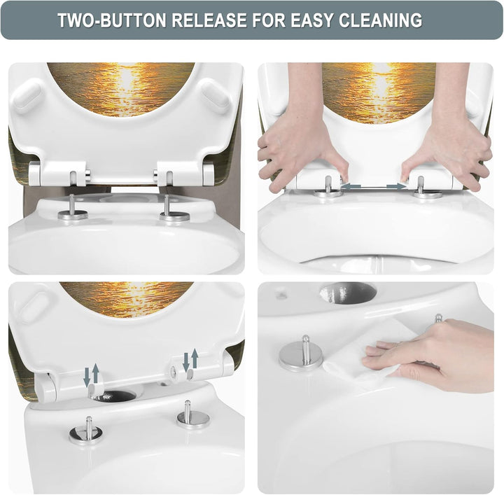 WOLTU WC Sitz mit Absenkautomatik,Toilettensitz Motiv,Klodeckel mit Quick-Release-Funktion und Antib