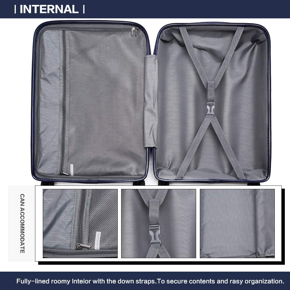 Kono Zwillingsrollen Reisekoffer TSA-Schloss 55cm Boardcase Trolley Koffer Polypropylen Hartschale R