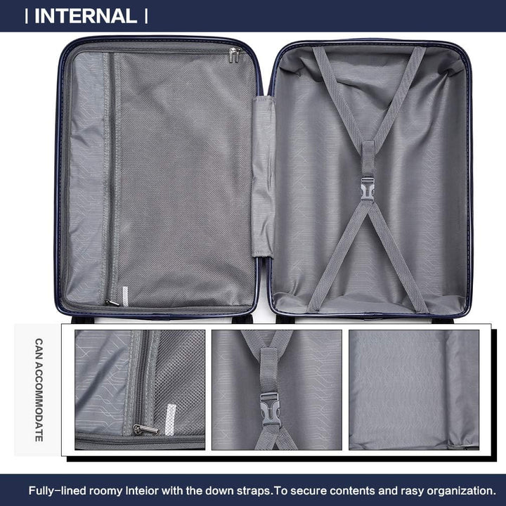 Kono Zwillingsrollen Reisekoffer TSA-Schloss 55cm Boardcase Trolley Koffer Polypropylen Hartschale R