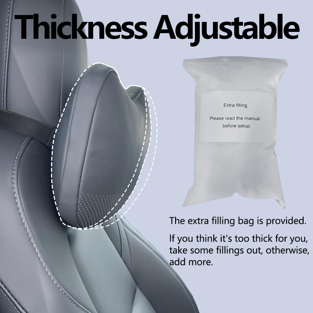 TESBEAUTY Upgraded Auto Kopfstützenkissen 2 Packungen Echtes Nappaleder Auto Nackenkissen Tesla Mode