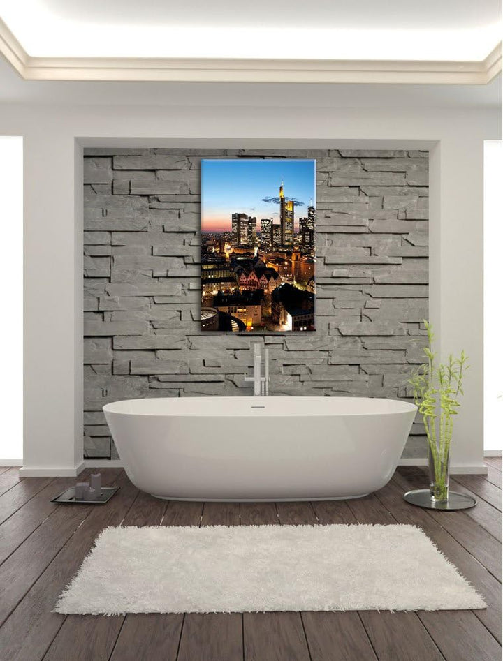 Frankfurt Skyline, Format: 100x70 auf Leinwand, XXL riesige Bilder fertig gerahmt mit Keilrahmen, Ku