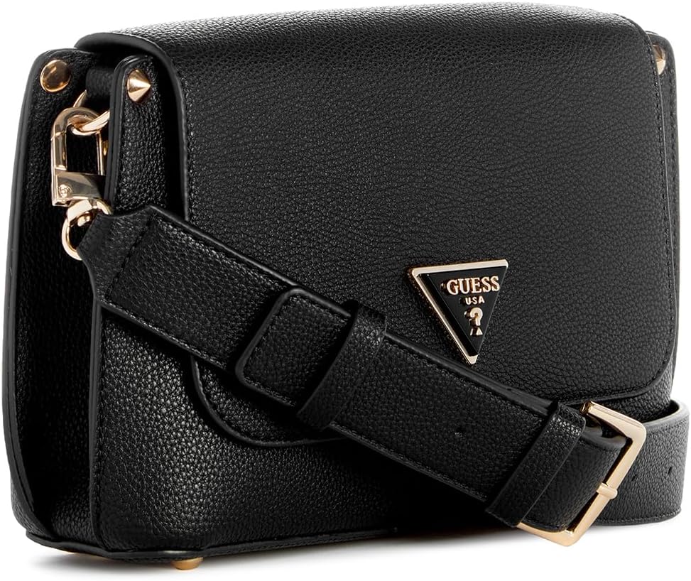 GUESS Damen Meridian Flap Shoulder Bag Schultertasche, Schulterklappe Schwarz, Schwarz