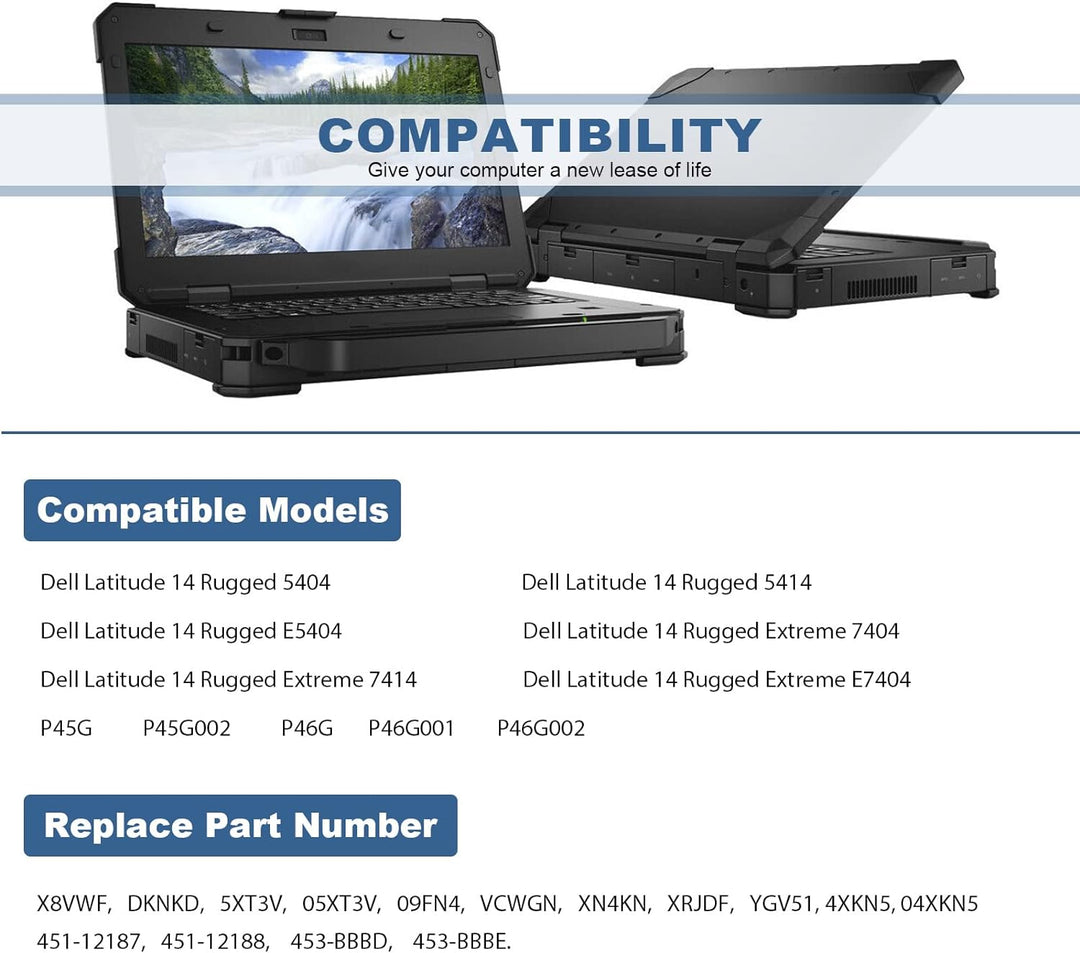 ASUNCELL 97Wh X8VWF Laptop Akku für Dell Latitude 14 Rugged 5404 5414 E5404 Rugged Extreme 7404 7414