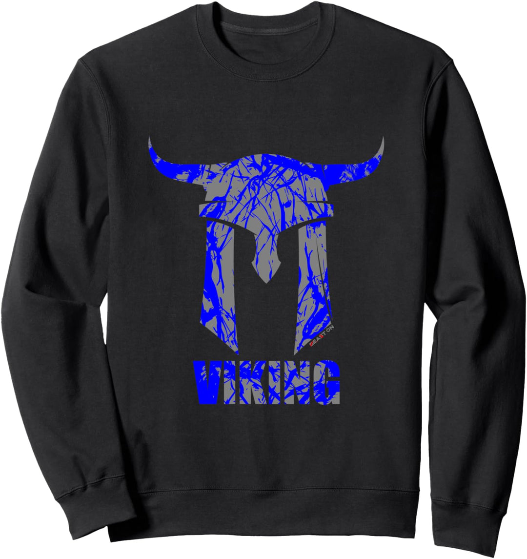 VIKING Wikinger Helm blau | Gym Motivation Fitness Sprüche Sweatshirt
