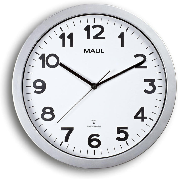 Maul Wanduhr MAULstep Ø 35 cm | Funkuhr mit automatischer Zeiteinstellung | ideal für Wohnzimmer, Sc