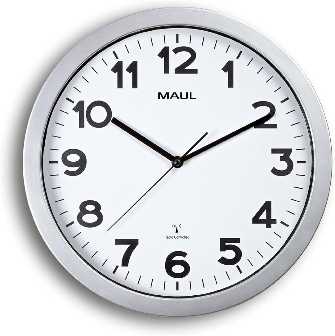 Maul Wanduhr MAULstep Ø 35 cm | Funkuhr mit automatischer Zeiteinstellung | ideal für Wohnzimmer, Sc