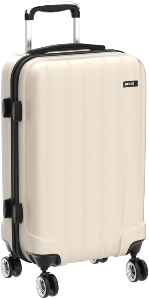 Kono Zwillingsrollen Hartschale ABS Koffer Trolley Reisekoffer Rollkoffer Handgepäck (Beige, M) Beig