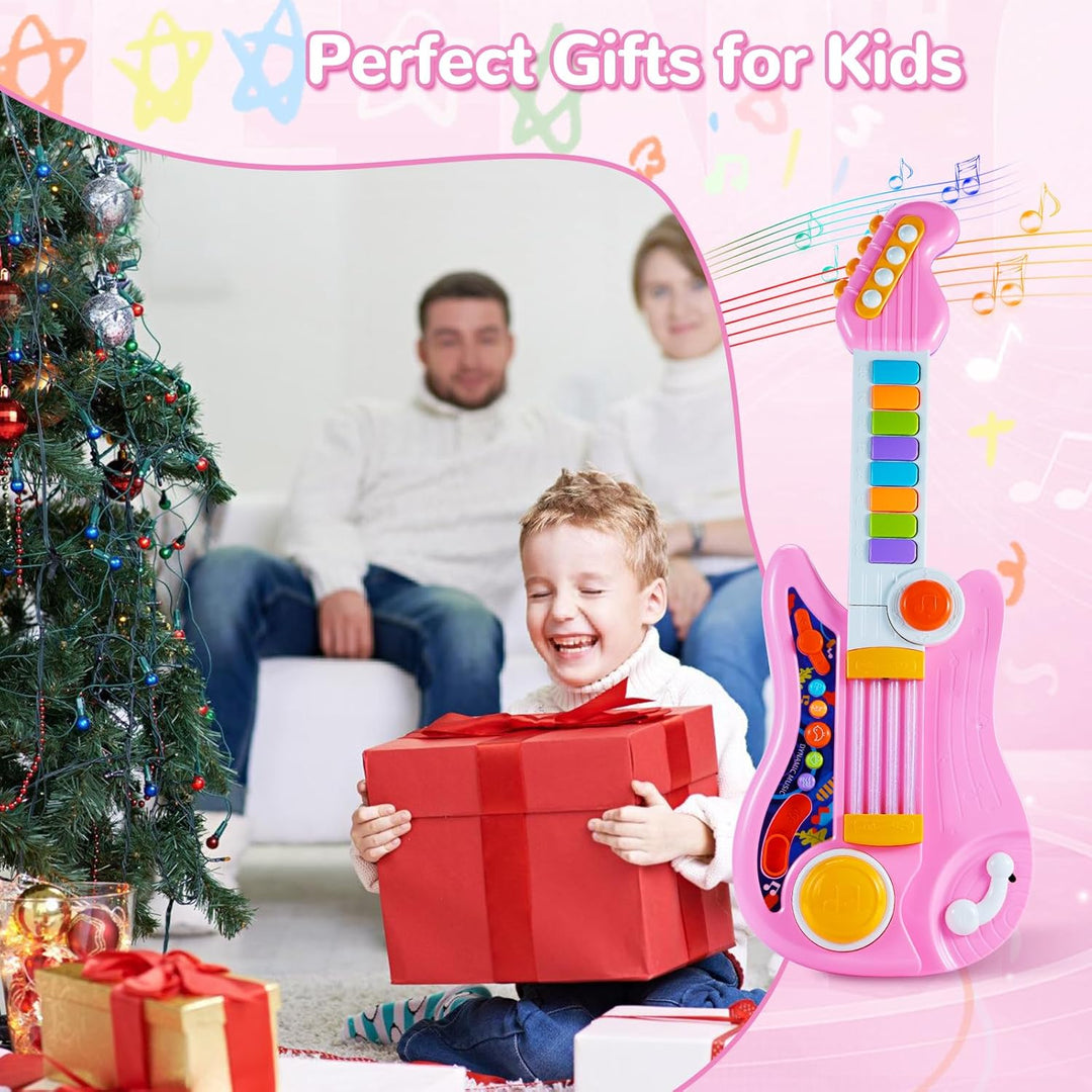 Herenear Gitarre Kinder Spielzeug, 2 IN 1 Kinder Gitarrenspielzeug & Klavier Spielzeug, Kindergitarr