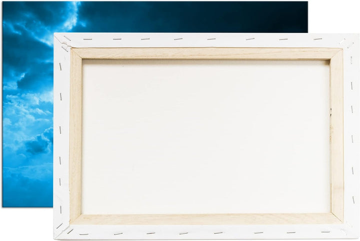 deyoli strahlende Wolken Format 80x60 Effekt: Monocrome Blau als Leinwandbild, Motiv fertig gerahmt