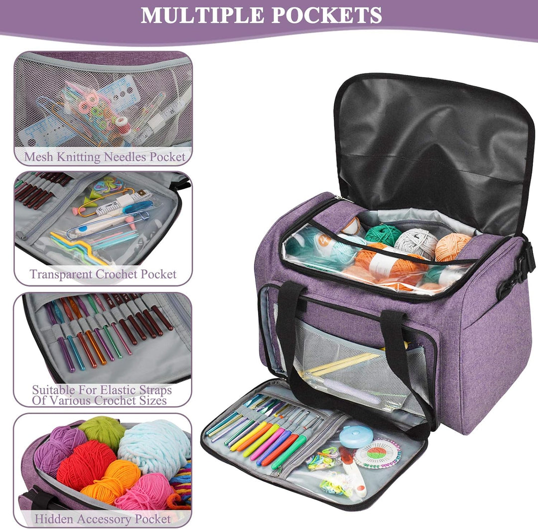 Coopay Garntasche, Basteltasche für Stricknadel-Set, Häkelset und Kreuzstich-Set zur Aufbewahrung, G