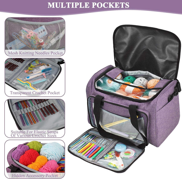 Coopay Garntasche, Basteltasche für Stricknadel-Set, Häkelset und Kreuzstich-Set zur Aufbewahrung, G