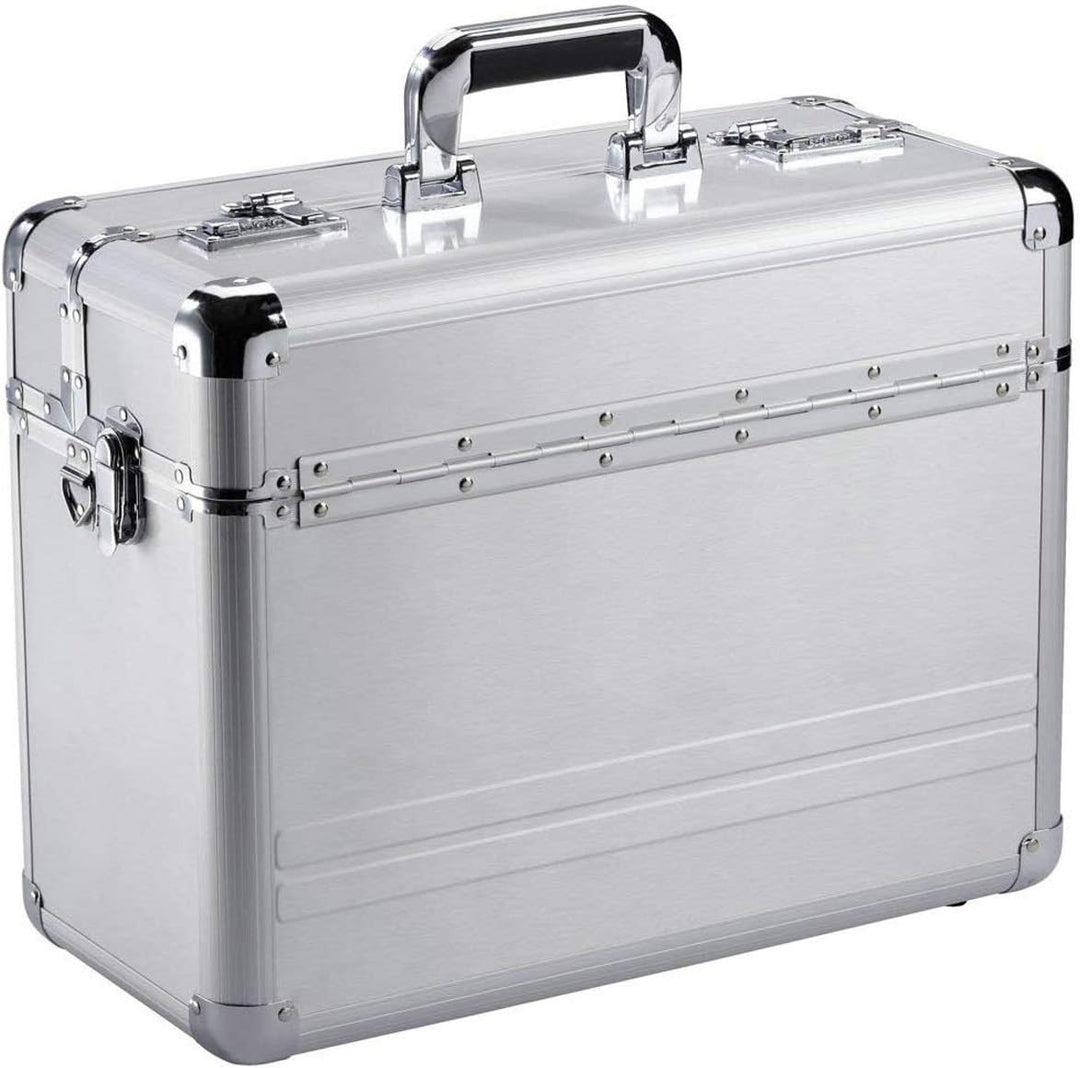 Bowatex Aktenkoffer Umhänge Gurt Alukoffer Pilotenkoffer Alu Koffer Silber 46cm
