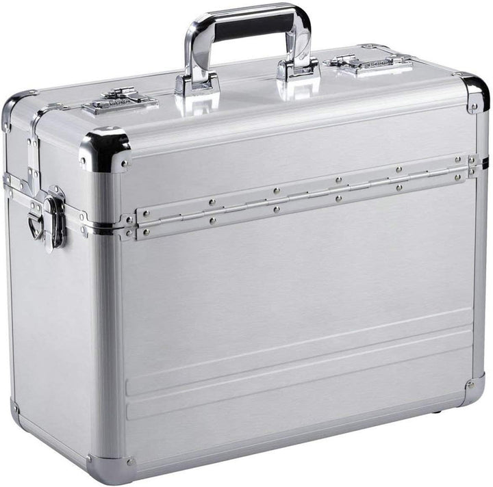 Bowatex Aktenkoffer Umhänge Gurt Alukoffer Pilotenkoffer Alu Koffer Silber 46cm