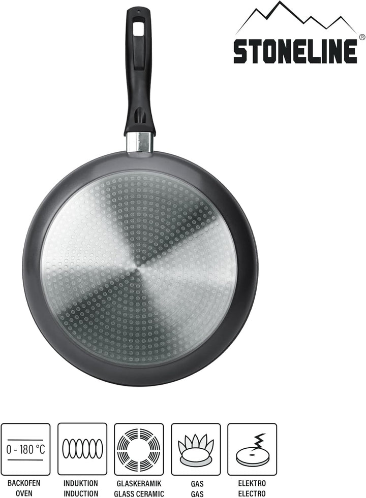 Stoneline Schmorpfanne 24 cm hoher Rand, Aluguss, Schmorpfanne beschichtet mit echten Steinpartikeln