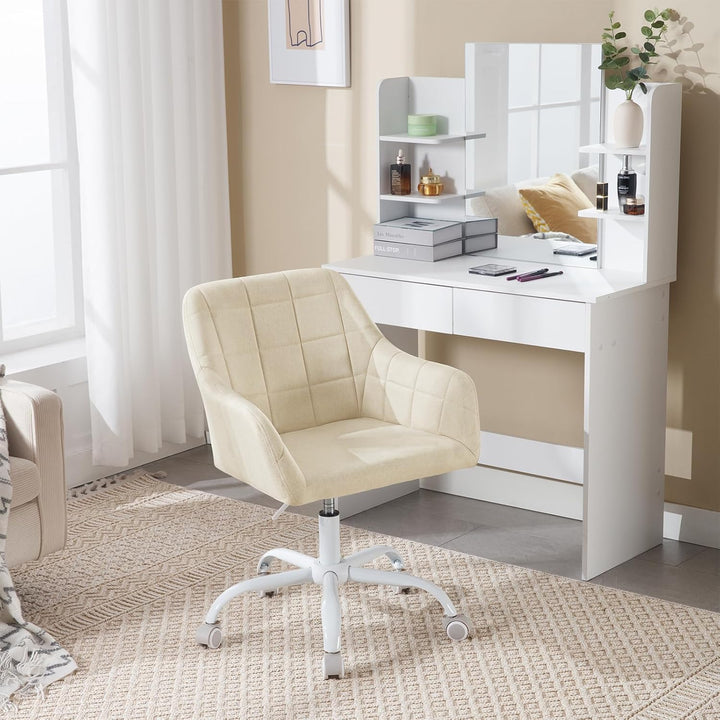 WOLTU Schreibtischstuhl drehbar, Schminktisch Stuhl, Drehstuhl mit Rollen, Bürostuhl ergonomisch, Se