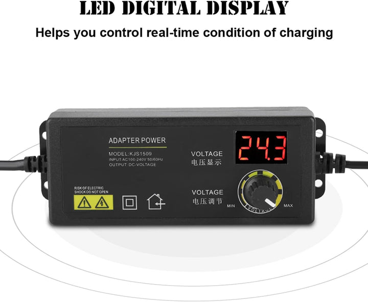 Einstellbares Netzteil,3-36V Weitbereich AC DC Stromadapter mit Digitalanzeige Anti-Interferenz 60W