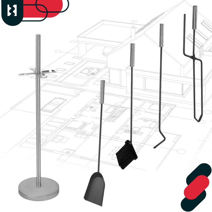 KOTARBAU® 5tlg. Edelstahl Kamingarnitur Kaminofen Besteck