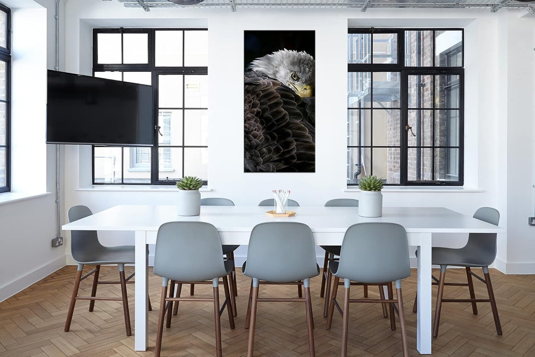 deyoli listiger Adler Panorama 60x30 cm als Leinwandbild, Motiv fertig gerahmt auf Echtholzrahmen, H