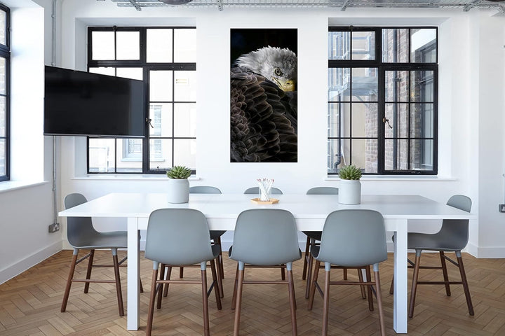 deyoli listiger Adler Panorama 60x30 cm als Leinwandbild, Motiv fertig gerahmt auf Echtholzrahmen, H