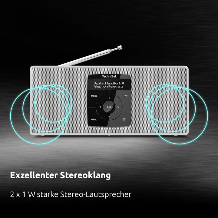 TechniSat DIGITRADIO 2 S - Tragbares DAB Stereo-Radio mit Akku (DAB+, UKW, Bluetooth Audiostreaming,
