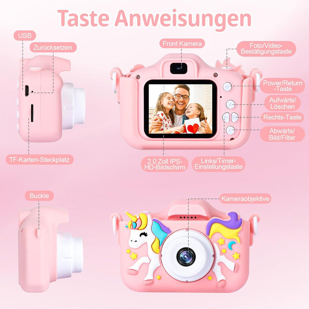 BNEHHOV Kinderkamera 2,0-Zoll-Bildschirm 1080P Kinder Kamera Fotoapparat Kinder mit 32GB SD-Karte Se