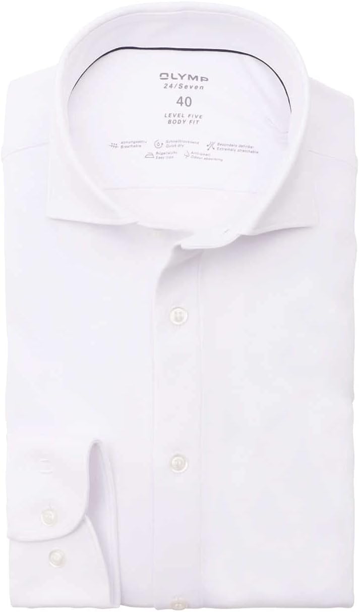 OLYMP Level Five 24/Seven body fit Hemd extra langer Arm Haifischkragen weiss 40 Weiss, 40 Weiss