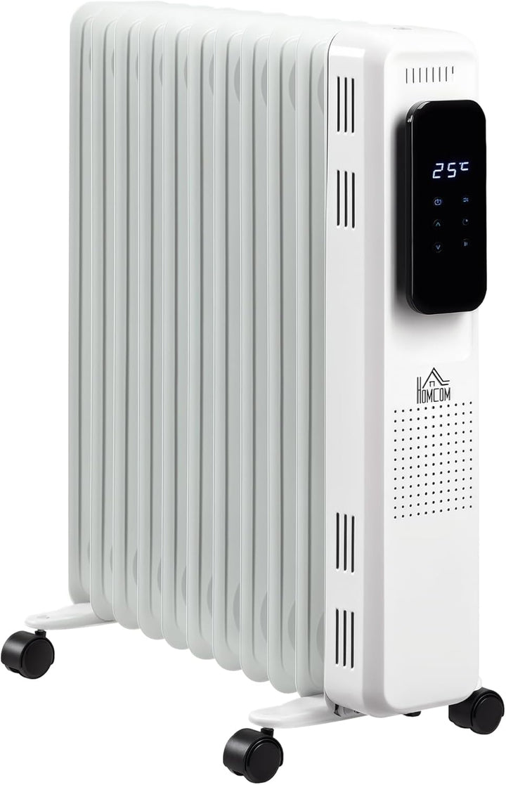 HOMCOM Ölradiator tragbar elektrisch Heizkörper 2500W 3 Heizstufen 24-Stunden-Timing elektrische Hei