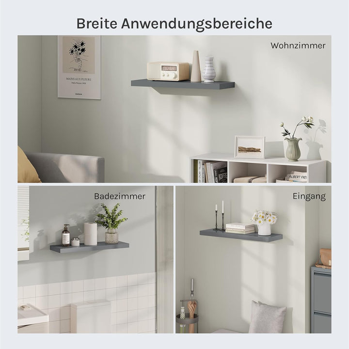 WOLTU Wandregal Set von 3 Regalen Wandboard Freischwebend Schweberegal CD DVD Regal Bücherregal Holz