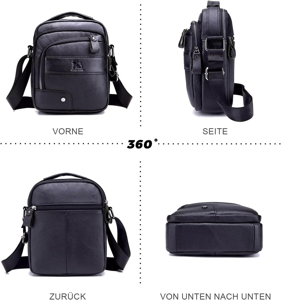 Umhängetasche aus Echtem Leder Herren Casual Fashion Crossbody Tasche Multifunktionaler Taschenbeute