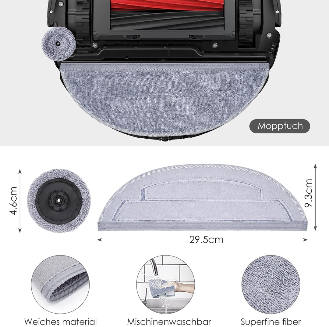 Zubehörset für Roborock S8 Maxv Ultra, oGoDeal 6*Staubbeutel 2*Main Rollbürste 4*Seitenbürsten 2*Fil