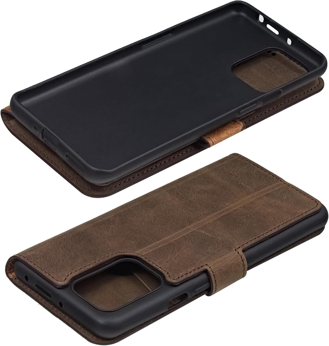 Suncase Book-Style Hülle kompatibel mit Xiaomi Redmi Note 12 Pro 5G Leder Tasche (Slim-Fit) Lederhül