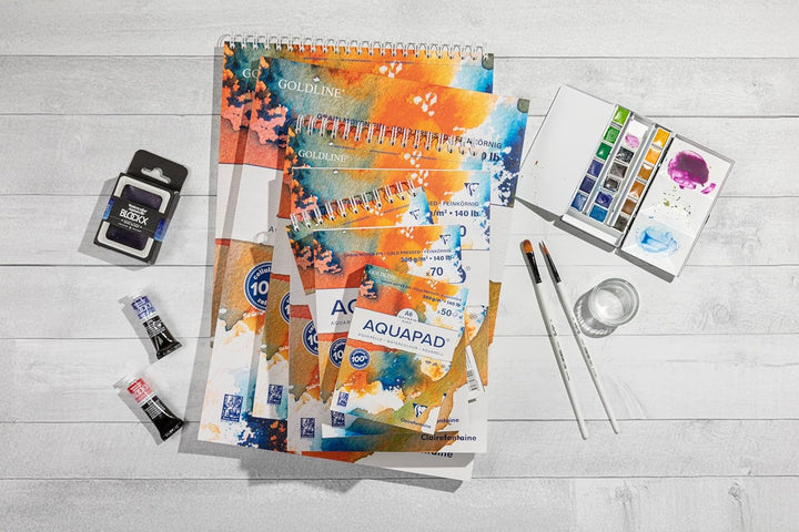 Clairefontaine 975724C - Malblock Aquarell Papier mittelfein gekörnt Goldline Aqua 15 Blatt 59,4x84