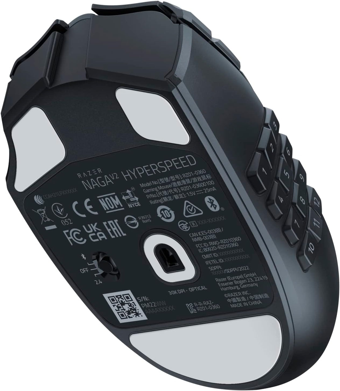 Razer Naga V2 HyperSpeed - Ergonomische Kabellose MMO Gaming Maus (19 Programmierbaren Tasten, Hyper
