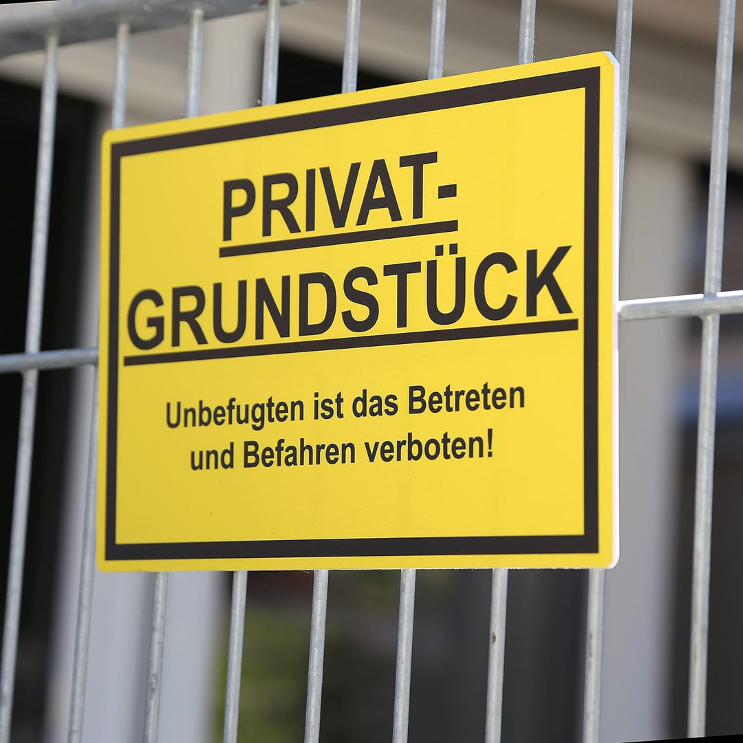 5 Stück Privatgrundstück Unbefugten ist das Betreten und Befahren verboten Schild 20 x 30 cm aus sta