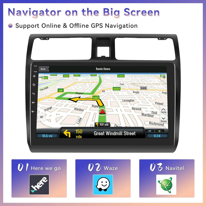 CAMECHO Android 13 Autoradio für Suzuki Swift(2003-2010), Wireless Carplay Wireless Android Auto, 10