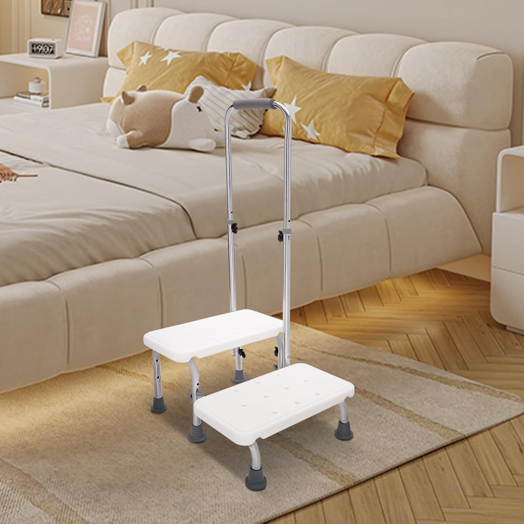 Step Hocker mit Griff und Rutschfester Plattform, Heavy Duty 2-Schritte Fusshocker für Erwachsene, S