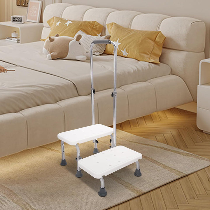 Step Hocker mit Griff und Rutschfester Plattform, Heavy Duty 2-Schritte Fusshocker für Erwachsene, S