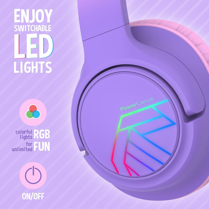 PowerLocus Bobo Bluetooth Kopfhörer Kinder, Kinderkopfhörer Over Ear mit 74/85/94dB Lautstärkebegren